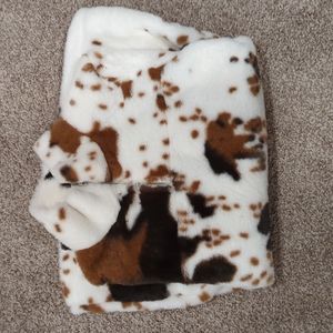 Cow hide half zip hoodie